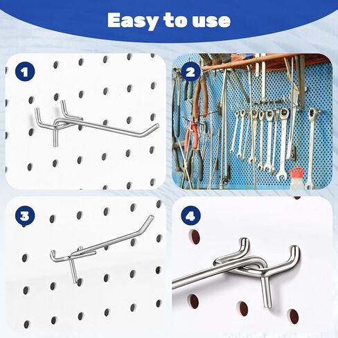 100 Pcs Peg Board Shelving Hooks, Stainless Steel Hanging Board Pegs Wall Display Hooks, Shelving Display Hanging Peg Board Holders for 1/8 1/4 Garage Storage Organizer Accessories(4 Inch) in Saudi Arabia