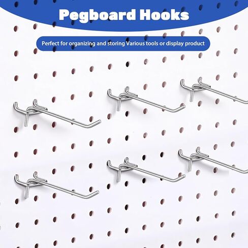 100 Pcs Peg Board Shelving Hooks, Stainless Steel Hanging Board Pegs Wall Display Hooks, Shelving Display Hanging Peg Board Holders for 1/8 1/4 Garage Storage Organizer Accessories(4 Inch) in Saudi Arabia