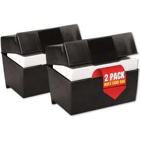 1InTheOffice Index Card Box 5x8 Index Card Holder, 400 Card Capacity Black (2 Pack) in Kuwait