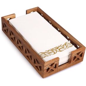 حامل مناديل خشب أكاسيا للحمام - حامل مناشف خشبي للضيوف لطاولة الطعام والمطبخ والكوكتيل والديكور والمزرعة الريفية والبار والحفلات والورق - حوامل مناشف يد حديثة للاستعمال مرة واحدة، 9.5 بوصة × 5.5 بوصة in Kuwait