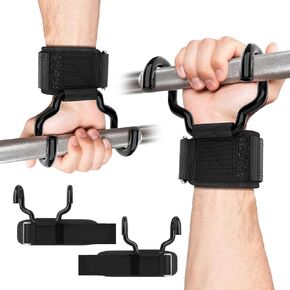 Weight Lifting Hooks(Pair), Wrist Straps for Weightlifting, Adjustable Strap Hand Grips with Thick Wrist Padding, Weightlifting Hooks for Pull-Ups, Deadlifts, Strength Training&Gym Workout, Men and Women in Kuwait