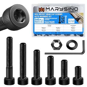 159Pcs M6 Black Oxide Carbon Steel Hex Socket Head Cap Metric Screws Assortment Kit, Home & Office Repairs, Communication Equipment, Ship Assembly, Mechanical Industry in Kuwait