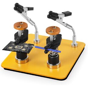 مساعدة الأيدي المشبك المعدني، حامل لحام يدوي ثالث قابل للتعديل للإلكترونيات، هواية DIY، الحرف اليدوية، المجوهرات، محطة مساعدة لحام إصلاح ثنائي الفينيل متعدد الكلور (أصفر أسود، صغير) in Kuwait