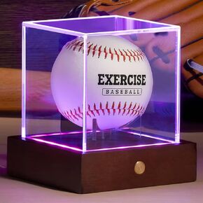 حافظة عرض البيسبول LED من HouseJoy: حامل كرة مكعب أكريليك مع ضوء 9 ألوان، صندوق عرض بقاعدة خشبية، مكعب شفاف محمي من الأشعة فوق البنفسجية لهدايا البيسبول التذكارية in Kuwait