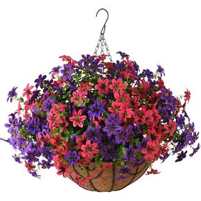 Artificial Flowers Hanging Baskets, Multicolor 12 Bundles Faux Flower Outdoor Hanging Basket Spring Summer Decoration, Fake Flowers Plants for Porch Patio Balcony Home Yard Decor(Mixd2) in Kuwait