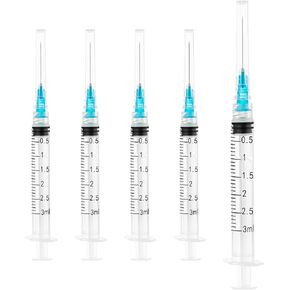 20 حزمة من المحاقن 3 مل بإبرة 23Ga 1 بوصة، حقنة قفل Luer 3cc للاستعمال مرة واحدة للمختبرات العلمية، مغلفة بشكل فردي، صندوق مكون من 20 قطعة in Kuwait