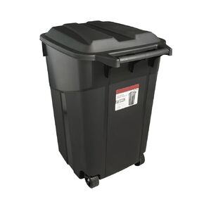 45-Gallon Wheeled Heavy-Duty Plastic Trash Can with Attached Click-Lock Lid, Black in Saudi Arabia