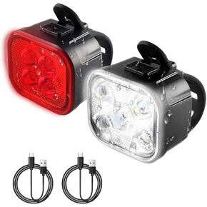 أضواء الدراجة Kunhe لركوب ليلية USB مصابيح الدراجة القابلة لإعادة الشحن الأمامية والخلفية 8+12 أوضاع ضوء الدراجة مصباح أضاءة الدراجات ومصباح الأمامي سهل التثبيت in Kuwait