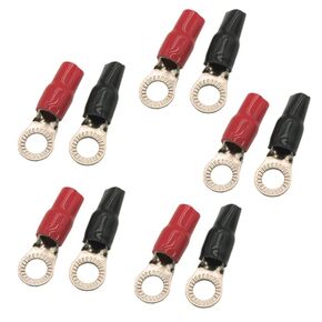 محطات حلقة نحاسية من RonDexy مع أحذية طرفية (عبوة من 10 قطع) | موصلات أسلاك كهربائية (10 عبوات - 5 إيجابية/5 سلبية) 4 موصلات كهربائية من النحاس النقي المعلبة مقاس AWG M8 in Kuwait