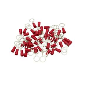 50 قطعة 5/16 بوصة (M8) أطراف حلقية معزولة باللون الأحمر 22-16 AWG أطراف حلقية من النحاس الأحمر المعلب PVC موصل سلك العيينة المعزولة موصل تجعيد كهربائي لشاحنة القارب وسيارة ستيريو in Kuwait