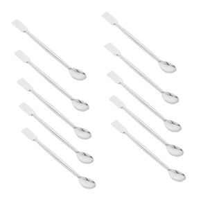10 قطع من ملاعق المختبر المصنوعة من الفولاذ المقاوم للصدأ ومجارف عينات صغيرة مزدوجة الأطراف لقياس المسحوق الدقيق وخلط ملاعق الدواء للاستخدام الصيدلي والمختبر العلمي in Kuwait