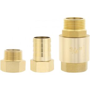 Check Valve, 3/4'' Brass Check Valve with G Male to NPT Female Pipe Fitting, 3/4" Female x 1" 25mm Barb Hose Fittings, 3 Pcs Brass Plumbing Fitting Set for Plumbing, Irrigation Well Pump in Kuwait