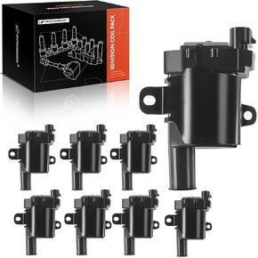 A-Premium Set of 8 Round Ignition Coil Pack Compatible with Chevy GMC - Silverado 1500 2500, Tahoe, Suburban, Express, Sierra, Savana, Yukon XL, Escalade - V8 4.8L 5.3L 6.0L in Kuwait