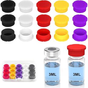 15 Pack 3ml Vial Caps, 5 Colors Leak-Resistant Protective Lids for Glass Vials, Reusable Dust-Resistant Caps for Sample Storage in Saudi Arabia