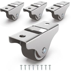 1" Low Profile Fixed Plate Casters, Mini TPR Silent Furniture Wheels, Mounting for Under Bed Storage Drawer, Wooden Cabinet, Sliding Door, 4 Pcs in Saudi Arabia