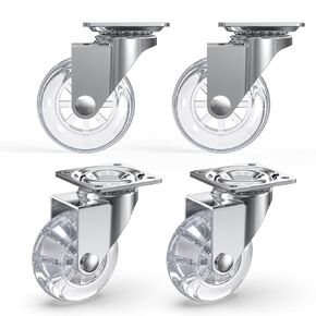 2 Inch Clear Casters,Maximum Load Capacity 265lbs Set of 4, 360 Degree Swivel Casters, for Furniture and Workbench, Crystal Clear Wheels for DIY Projects in Kuwait