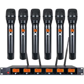 Wireless Microphone System 6-Channel Whole Metal Mic Hand-held Microphones UHF for Karaoke Wedding Party School Church in Saudi Arabia