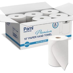 PAMI Premium Paper Towel Rolls for Commercial Dispensers, 10" High-Capacity Roll Towels, 800 Sheets per Roll, White TAD Through-Air-Dry, Fits Universal & Touchless Automatic Dispensers, 6 Rolls/Case in Kuwait
