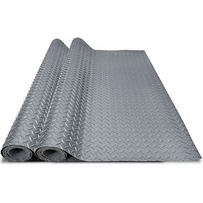 4x6 FT Garage Floor Mat, 2.8mm Thickened Flooring Roll Diamond Plate PVC Rubber Trailer Mat, Non-Slip Floor Mat for Garage, Warehouse, Gyms, Boats, Pickup Truck, Gray in Kuwait