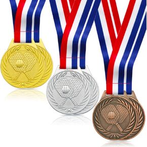 Donrime Pickleball Medals - 2.56 Inch Gold Silver Bronze Metal Pickle Ball Medal with V Neck Ribbons for Kids Adults Trophy Award Prize Gift in Kuwait