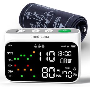 أجهزة قياس ضغط الدم من ميديسانا للاستخدام المنزلي، جهاز قياس ضغط الدم في الذراع العلوي قابل لإعادة الشحن مع شاشة كبيرة بإضاءة خلفية LED، سوار ضغط الدم قابل للتعديل 9-17 بوصة مع ذاكرة 2 × 110 مجموعة (بدون بلوتوث) in Kuwait