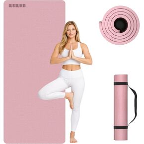 بساط يوجا 10 مم مقاس 72 بوصة × 26 بوصة TPE بساط تمرين غير قابل للانزلاق بسمك 0.4 بوصة، بساط لياقة بدنية سهل الحمل لليوجا والبيلاتس والتمرين، بساط احترافي، مصنوع من مواد قابلة لإعادة التدوير، متين، سهل التنظيف in Kuwait