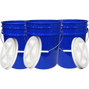 سطل دلو من هاوس ناتشورالز سعة 5 جالون منعكس باللون الأزرق من الدرجة الغذائية خالٍ من البيسفينول أ مع أغطية أغطية محكمة الغلق (عبوة من 3 قطع) صنع في الولايات المتحدة الأمريكية in Kuwait