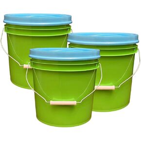 دلاء من هاوس ناتشورالز من الدرجة الغذائية بسعة 2 جالون - خالية من البيسفينول A، مصنوعة في الولايات المتحدة الأمريكية، دلاء بلون الليمون مع أغطية حشية لولبية (1، ليموني - أغطية بيضاء) in Kuwait