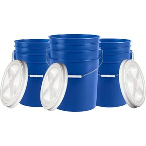 دلو بلاستيكي كبير من هاوس ناتشورالز سعة 6 جالون من البلاستيك بدرجة الطعام مع برغي محكم الغلق على الغطاء (عبوة من 3 قطع) مصنوع في الولايات المتحدة الأمريكية in Kuwait