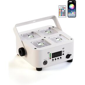 Wireless Rechargeable Stage Lights, 5200mAh Par Lights, 40W RGBW+UV Uplight, Controllable via APP, Remote Control, and Wireless DMX; Suitable for Weddings, Events, DJ Shows, and Stage Lighting.(Black) in Saudi Arabia