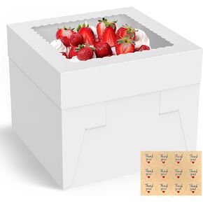 3 Cake Boxes 10 Inch, 10x10x8 Inches Tall cake box with Large Clear Window for Transporting Cakes, Cookies, Pies, Cupcakes, and Pastries, Ideal for Weddings, Birthdays, and Special Occasions in Kuwait