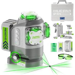 Huepar Pro 2026 New Outdoor Laser Level 360 Self Leveling with Fixed-Point Pivot Alignment, 3x360 Green Lazer Leveler Tool-Remote Control&8000mAh Li-ion Battery, 1/13" Accuracy for Construction GS03CG in Kuwait