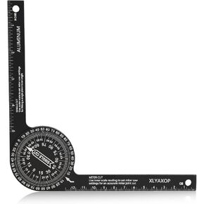 منقلة منشار ألومنيوم مقاس 7.3 بوصة، مكتشف زاوية دقيق للقطع الداخلية والخارجية، موازين مزدوجة سم/بوصة للنجارين والبنائين والسباكين ومثبتي القطع والمنزل DIY in Kuwait