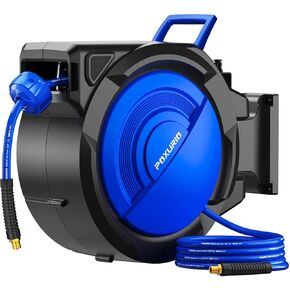 بكرة خرطوم هواء قابلة للسحب 80FT+6.5FT، خرطوم هواء هجين 3/8 بوصة، بكرة خرطوم ضاغط الهواء مع تصميم حاصل على براءة اختراع بحد أقصى 300 رطل لكل بوصة مربعة، حامل دوار شديد التحمل بزاوية 180 درجة، قابل للسحب التلقائي in Kuwait