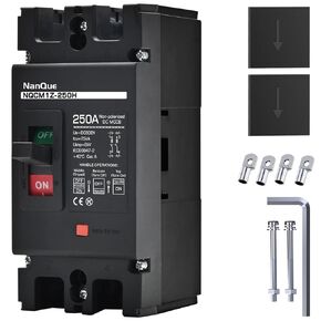 NanQue DC Solar Panel Circuit Breaker PV System Disconnect Switch and Protector 60-250 Amp 36-600 Voltage Automatic Cut Off Circuit 2 Poles Non-Polarized 25kA Recycle Use Fuse Siver Contactor (250A) in Saudi Arabia