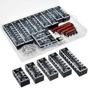 10 قطع من كتل طرفية لولبية 15 أمبير مع شرائط أسلاك - 3/4/5/6/8 موضع صف مزدوج مغطى، وصلات معزولة مسبقًا، 600 فولت لتوصيلات الأسلاك الكهربائية in Kuwait