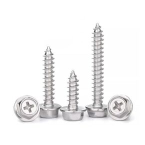 M3 M4 M5 M6 M8 M10 304 Stainless Steel Cross Flange Hexagonal Self Tapping Screw with Concave Hole and Pointed Tail Wood(25mm,M8-10pcs) in Kuwait