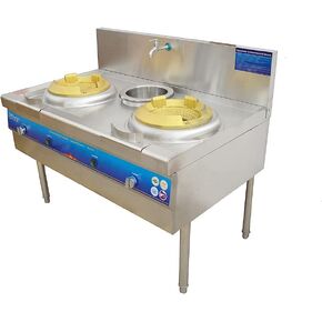 Commercial Gas Stove Burner Double Burner High Fierce Fire Stove Stainless Steel Chinese Wok Range Gas LPG with Double Burner 110V in Kuwait