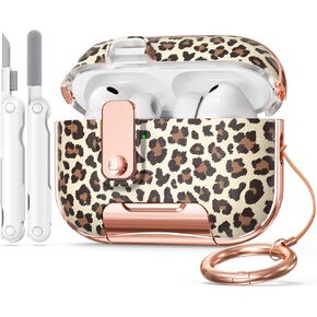 لغطاء Apple Airpod 4 Case 2024 مع قفل ، Clear TPU Floral Airpod Generation Generation for Women Girly ، Air Pod Gen 4 Pro Case with Keychain & Cleaner Kit- Pink Peach Flower in Kuwait