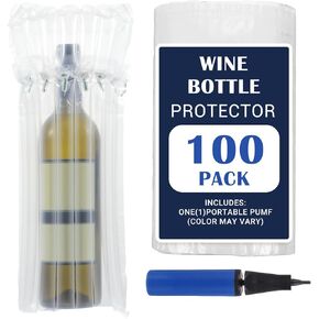 100 عبوة من حقائب حماية السفر لزجاجات النبيذ مع مضخة هواء، غطاء وسادة بعمود هوائي قابل للنفخ لحقائب سفر النبيذ لزجاجات النبيذ والطائرة، شحن آمن وأكمام تغليف الأمتعة in Kuwait