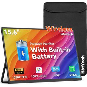 اللاسلكي المحمولة الشاشة التي تعمل بالبطارية التي تعمل بالبطارية ، ودعم Miracast AirPlay ، 15.6 "1080p IPS شاشة USB-C HDMI الشاشة الخارجية ، الشاشة الثانية لشاشة جهاز الكمبيوتر المحمول MacBook PC Phone ، ث/بطارية مدمجة (4-5H) in Kuwait