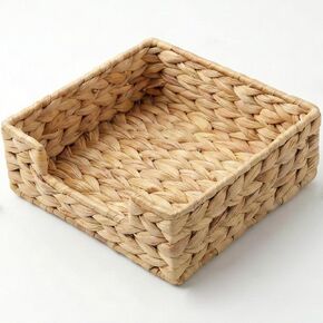 Water Hyacinth Napkin Holder – Square Wicker Tissue Tray for Dining Table, Kitchen Counter – Rustic Boho Farmhouse Decor – Handwoven Seagrass Guest Towel Basket (7 x 7 Inch, Natural) in Kuwait