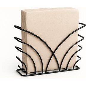 حامل مناديل لسطح الطاولة، موزع منظم مناديل ورقية معدنية سوداء متينة للديكور الحديث للمطبخ وطاولة الطعام والغداء للاستخدام في الهواء الطلق (2 بوصة عمق 6 بوصة × 6 بوصة عرض 50 بوصة × ارتفاع 5.25 بوصة) in Kuwait