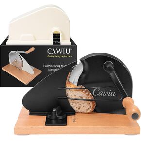 Upgraded Manual Bread Slicer for Homemade Sourdough Bread - Adjustable Thickness Bread Cutter with Hand Crank, Suction Cups, Slicing Guide, Scale Line & Cover, for Perfect Even Slices (Cream) in Kuwait