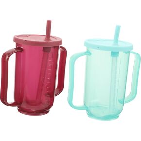2pcs Nursing Cup Spill-proof Drinking Mug for Dysphagia Rehabilitation Hospital Feeding Cup Straw and Lid for Disabled Adults in Kuwait