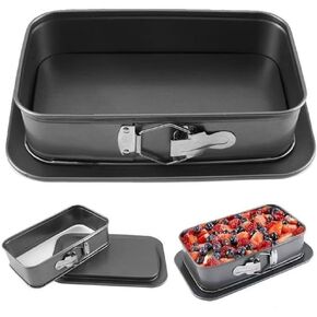 Rectangular Cake Pan with Removable Bottom,28x18x6.5cm Carbon Steel Cheesecake Tin for Baking Cheesecakes Tiramisu Mousse Paella Pizza,Dishwasher Safe Non-Deforming in Kuwait