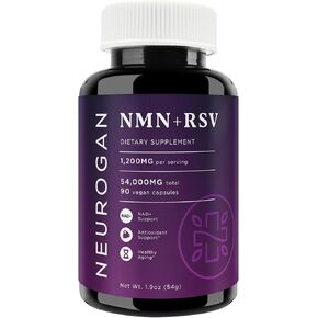 كبسولات نيوروجان إن إم إن + ريسفيراترول - دعم الصحة الخلوية والطاقة - 1200 مجم نيكوتيناميد أحادي نيوكليوتيد وترانس ريسفيراترول لكل وجبة، 90 قطعة in Kuwait