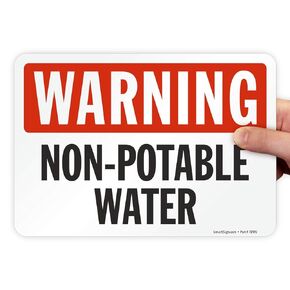 SmartSign - S-2832-EU-10 "Warning - Non Potable Water" Label | 7" x 10" Laminated Vinyl Black/Red on White in Kuwait