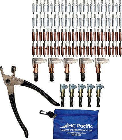 50 Each C1/8 & C3/32 Cleco Fasteners with Clamps, Pliers, and Pouch in Saudi Arabia