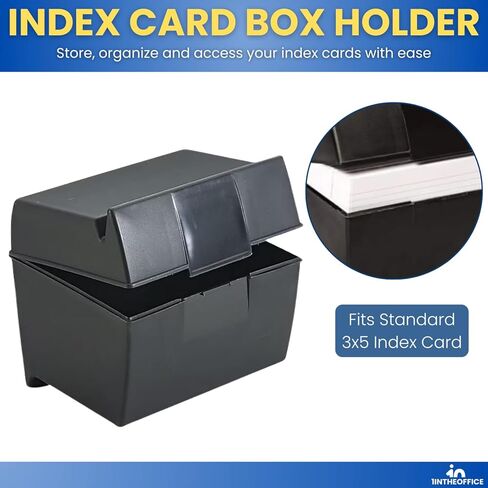 1InTheOffice Index Card Box 5x8 Index Card Holder, 400 Card Capacity Black (2 Pack) in Kuwait